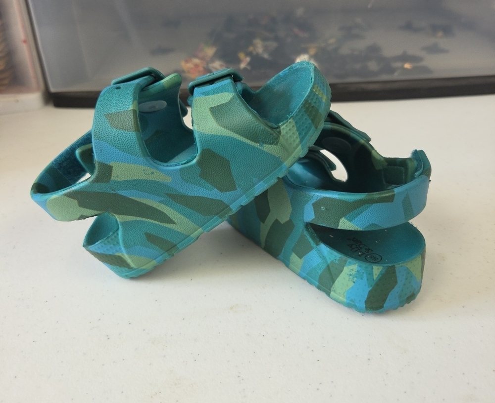 Kids Camouflage Aqua Green Sandals